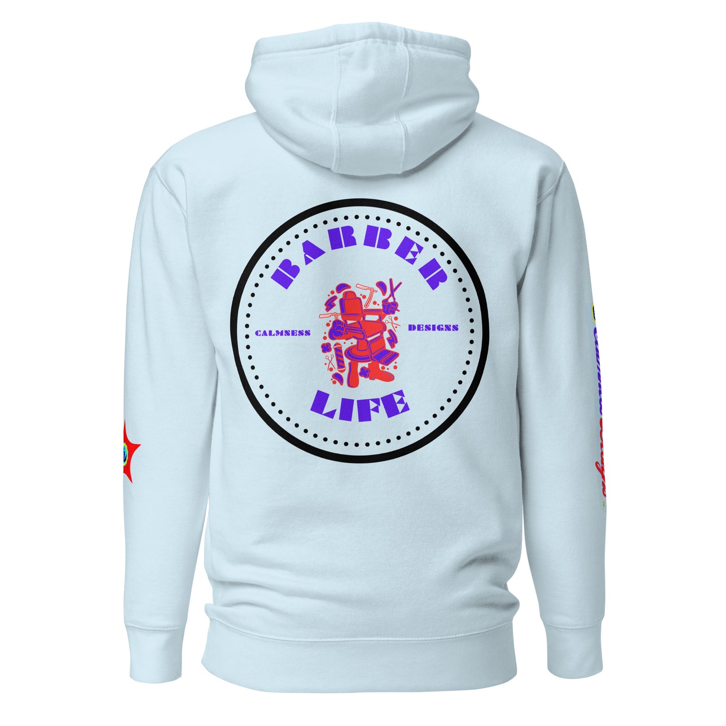 Minimalist Circle, Barber Life, Barber Chair, and Barbers Equipment's, CALMNESS DESIGNS, Creative Designer's, Unisex Hoodie
