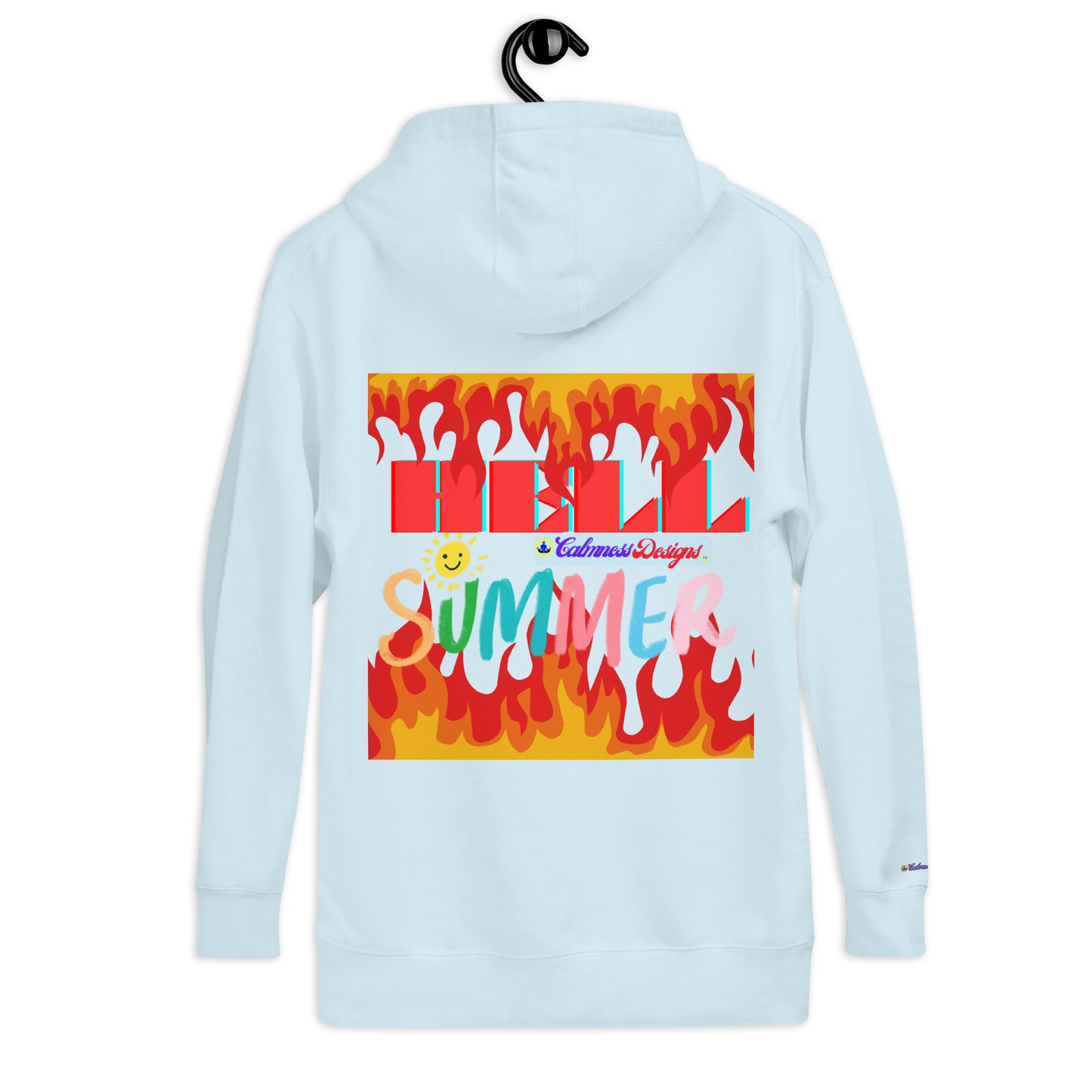 Fire Flame, Summer-Sunshine Face, HELL SUMMER, CALMNESS DESIGNS, Creative Designer's, Unisex Hoodie