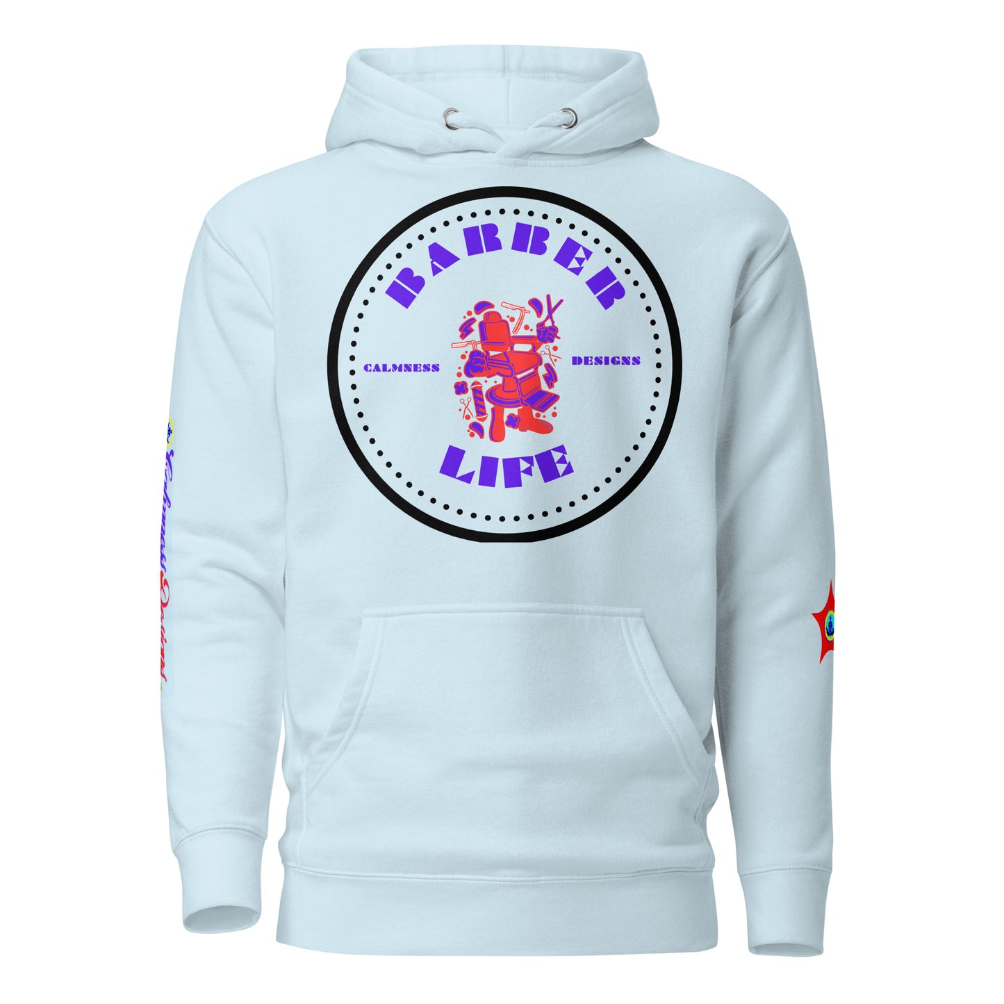 Minimalist Circle, Barber Life, Barber Chair, and Barbers Equipment's, CALMNESS DESIGNS, Creative Designer's, Unisex Hoodie
