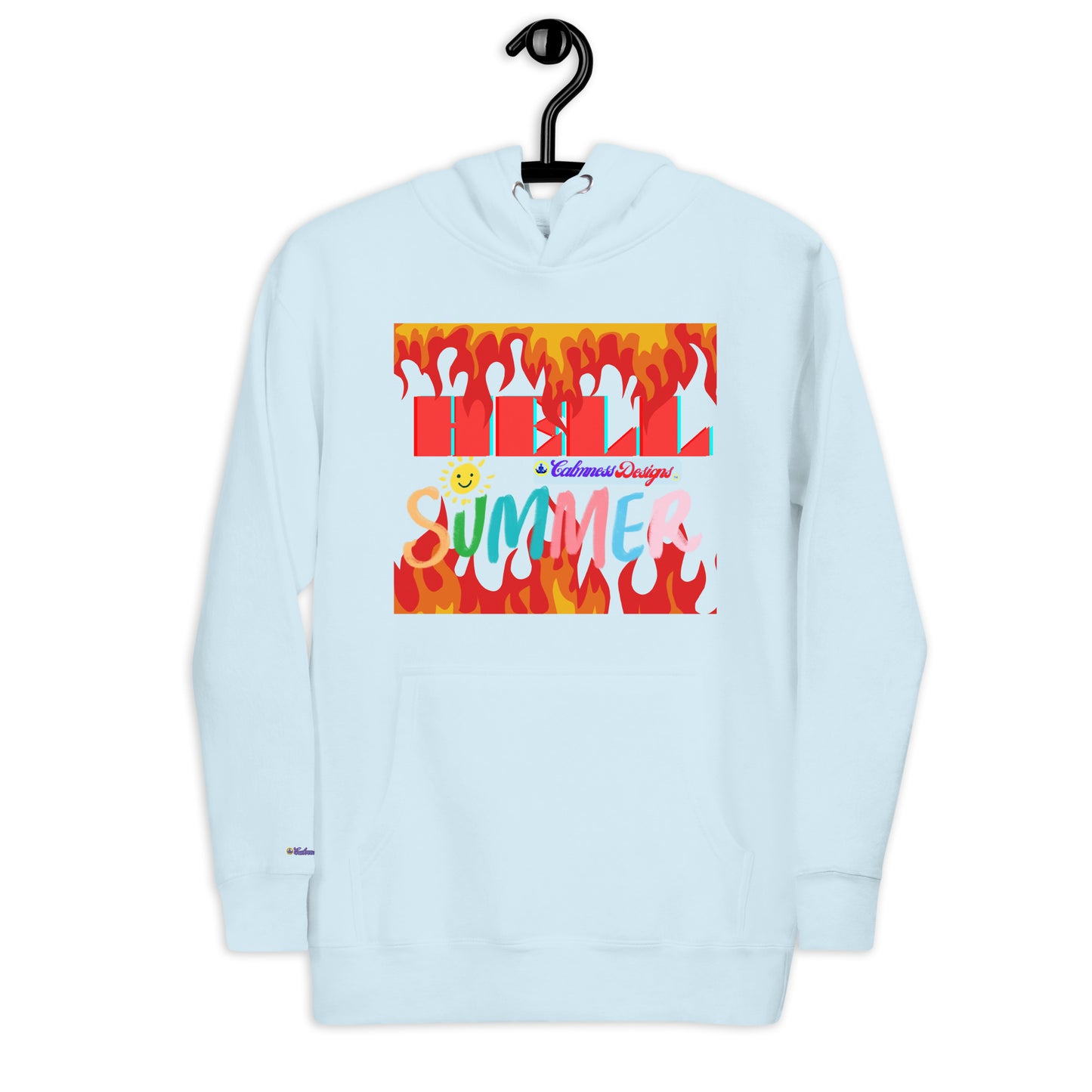 Fire Flame, Summer-Sunshine Face, HELL SUMMER, CALMNESS DESIGNS, Creative Designer's, Unisex Hoodie