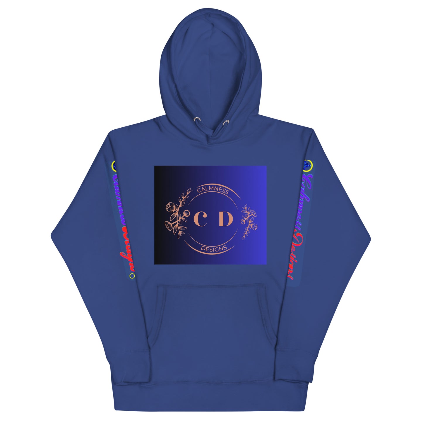 Rose Gold Monogram Floral Flowers, (C D) Calmness Designs, Creative Designs, Unisex Hoodie