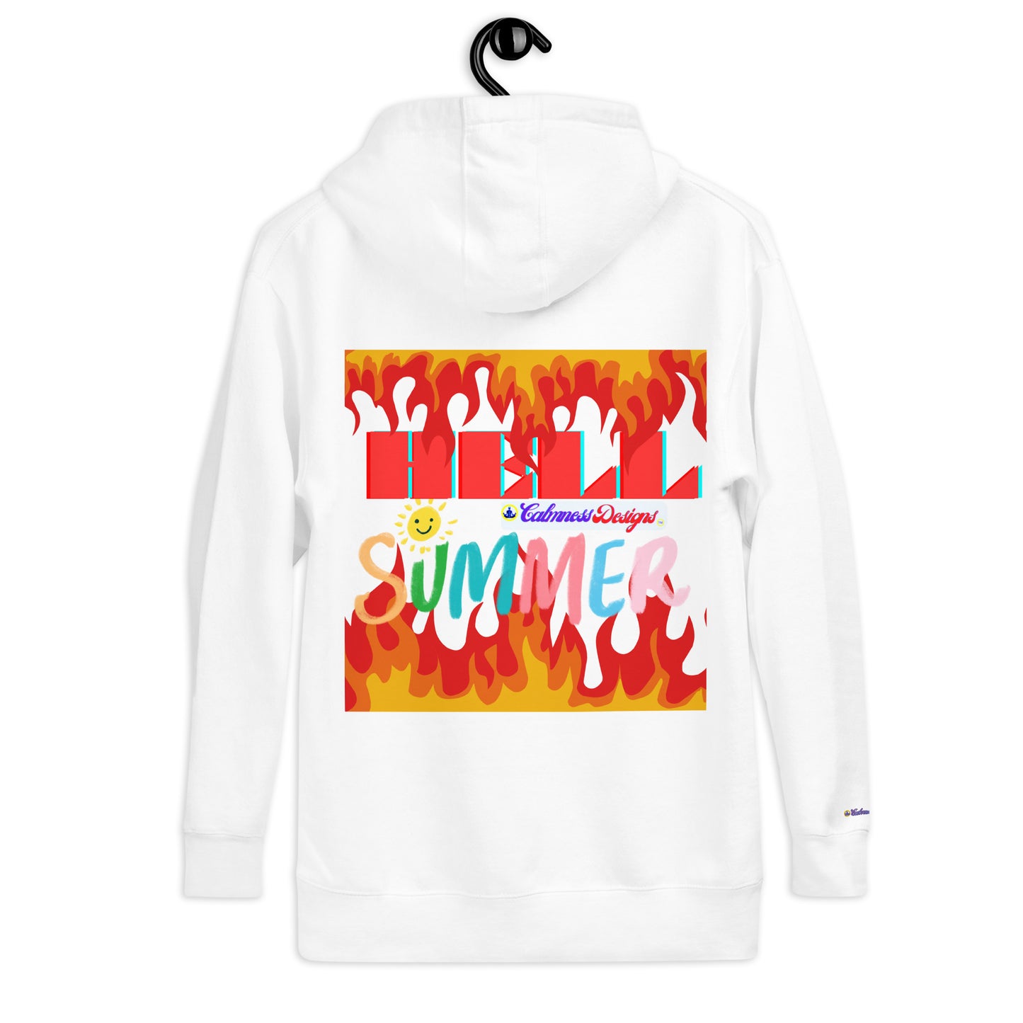 Fire Flame, Summer-Sunshine Face, HELL SUMMER, CALMNESS DESIGNS, Creative Designer's, Unisex Hoodie