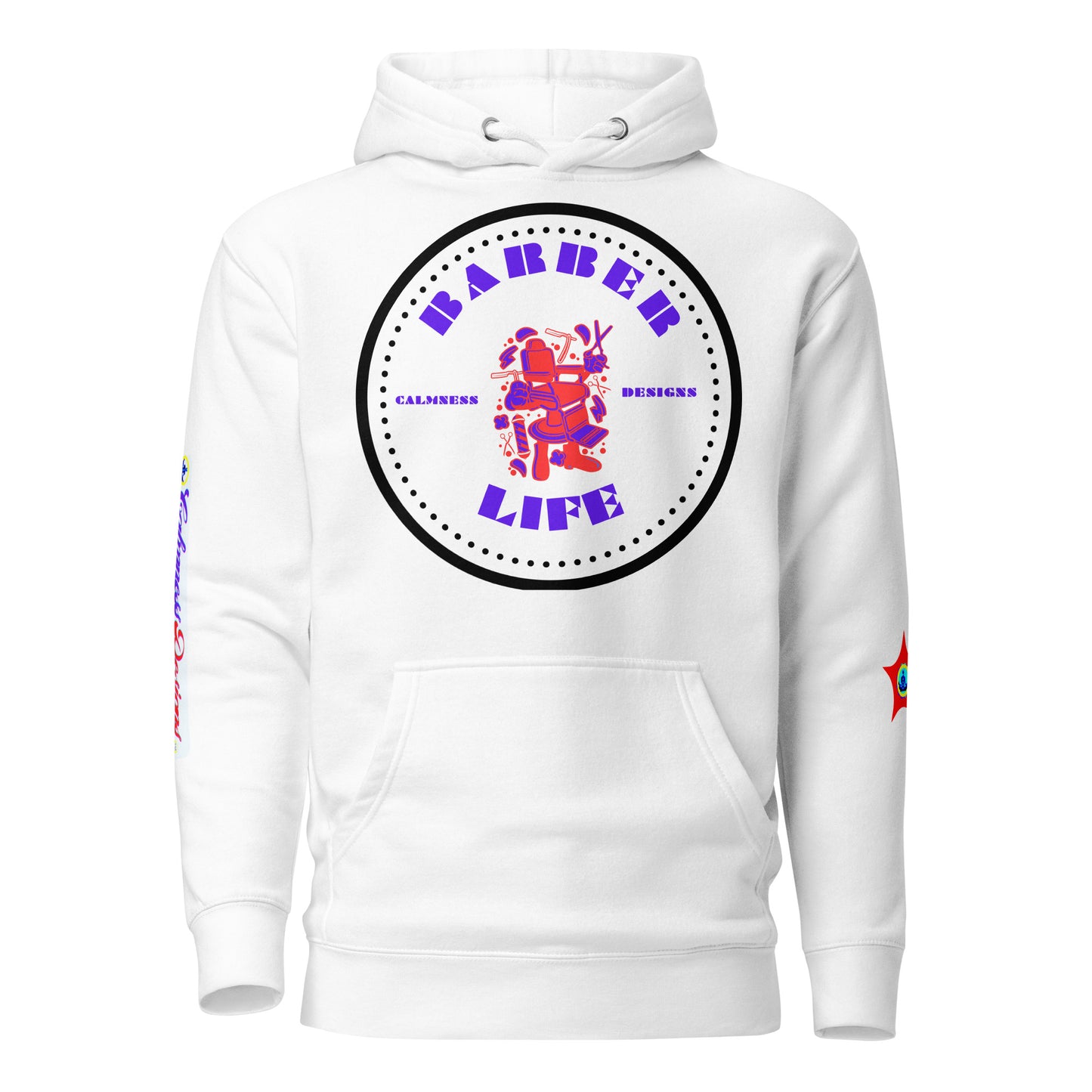 Minimalist Circle, Barber Life, Barber Chair, and Barbers Equipment's, CALMNESS DESIGNS, Creative Designer's, Unisex Hoodie