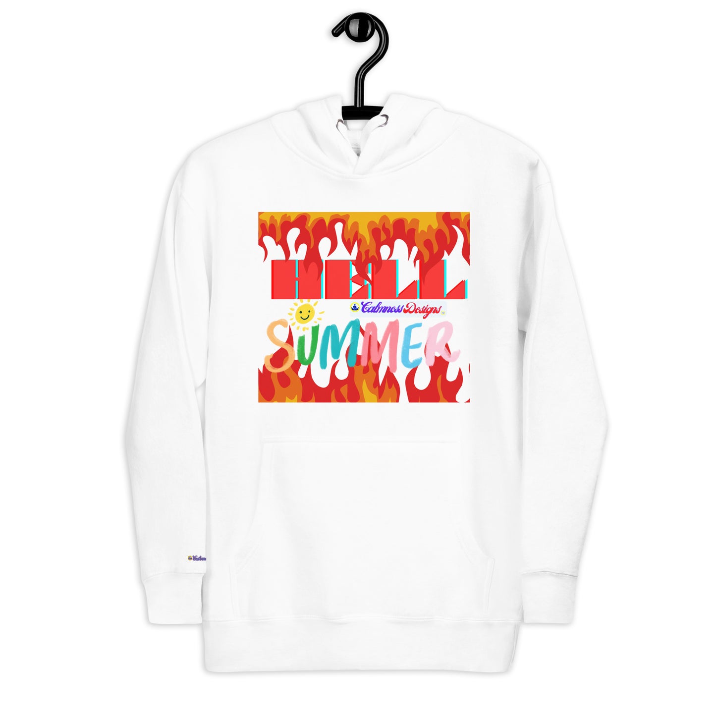 Fire Flame, Summer-Sunshine Face, HELL SUMMER, CALMNESS DESIGNS, Creative Designer's, Unisex Hoodie