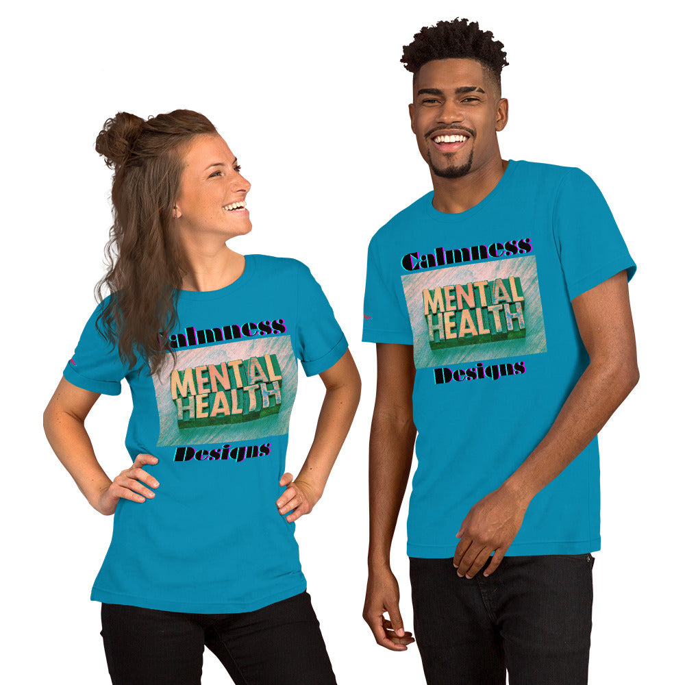 Mental Health in Wood-Letters, Calmness Designs, Unisex t-shirt