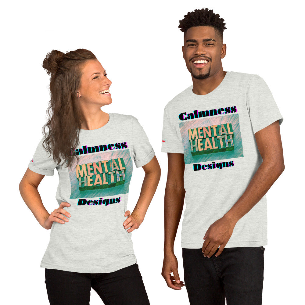 Mental Health in Wood-Letters, Calmness Designs, Unisex t-shirt