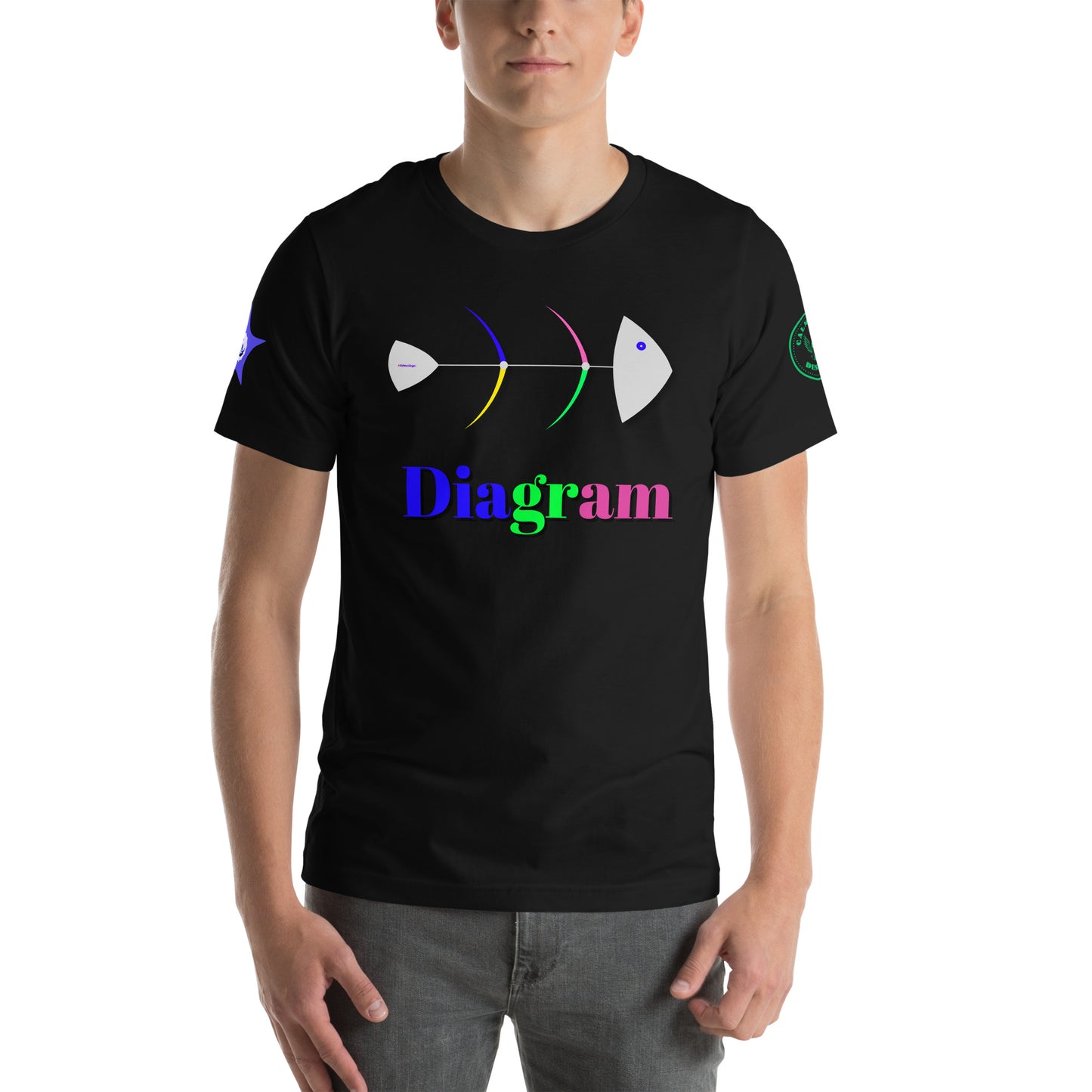 Fish Bone Diagram, CALMNESS DESIGNS, Creative Designer's, Unisex t-shirt