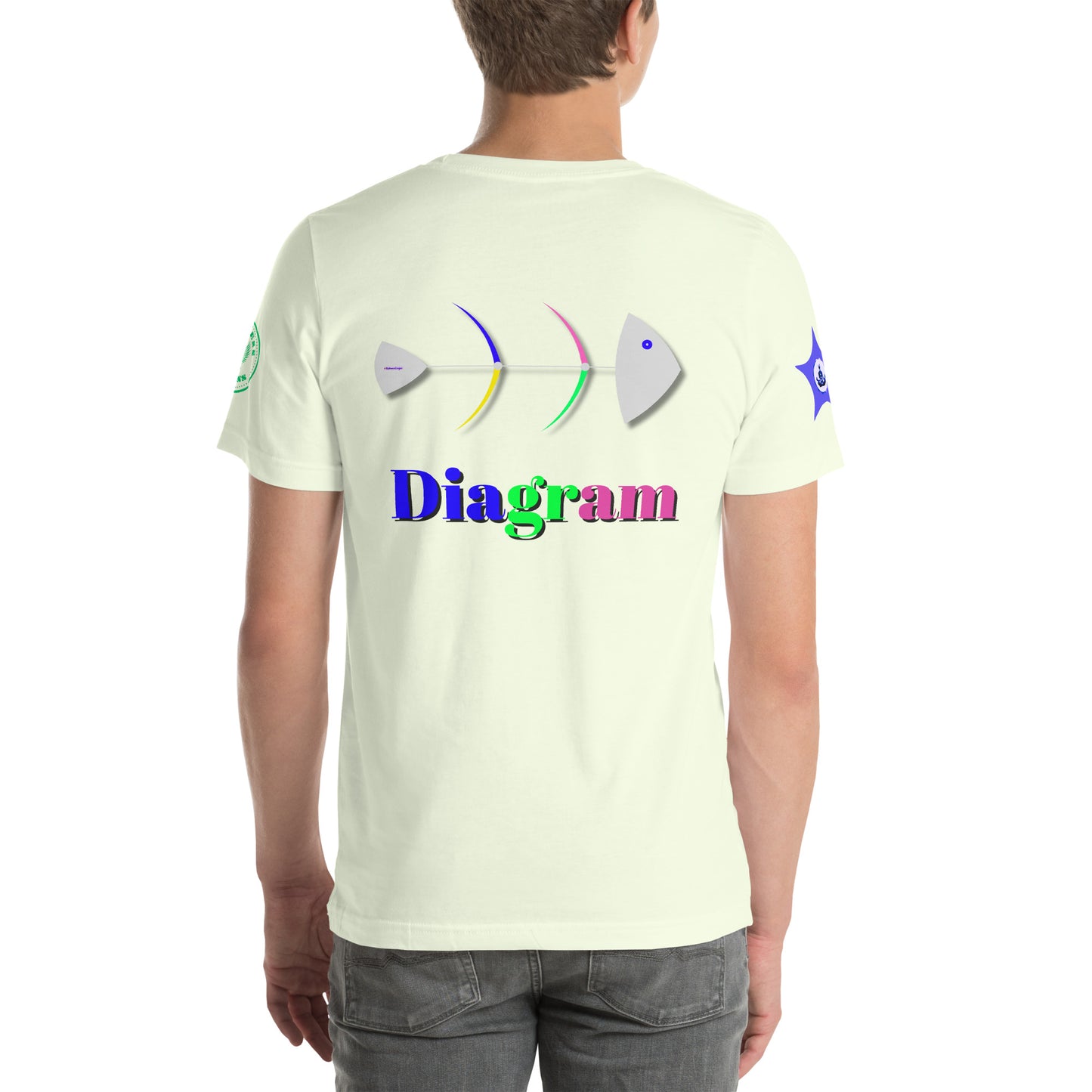 Fish Bone Diagram, CALMNESS DESIGNS, Creative Designer's, Unisex t-shirt