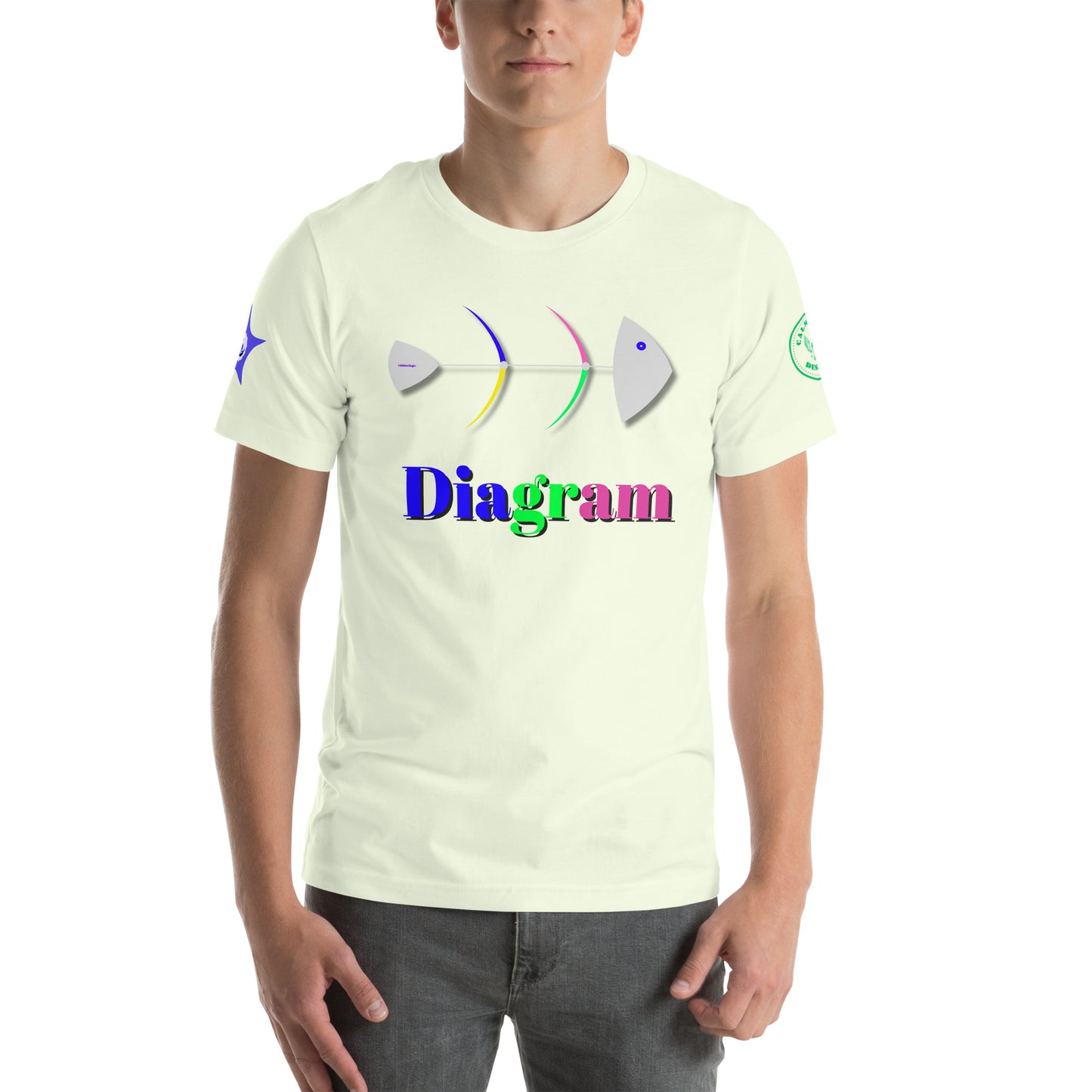 Fish Bone Diagram, CALMNESS DESIGNS, Creative Designer's, Unisex t-shirt