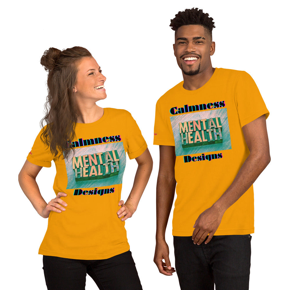 Mental Health in Wood-Letters, Calmness Designs, Unisex t-shirt