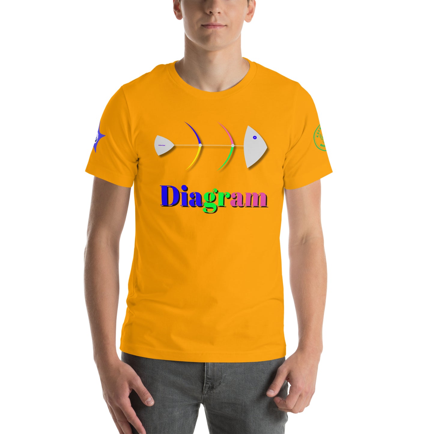 Fish Bone Diagram, CALMNESS DESIGNS, Creative Designer's, Unisex t-shirt