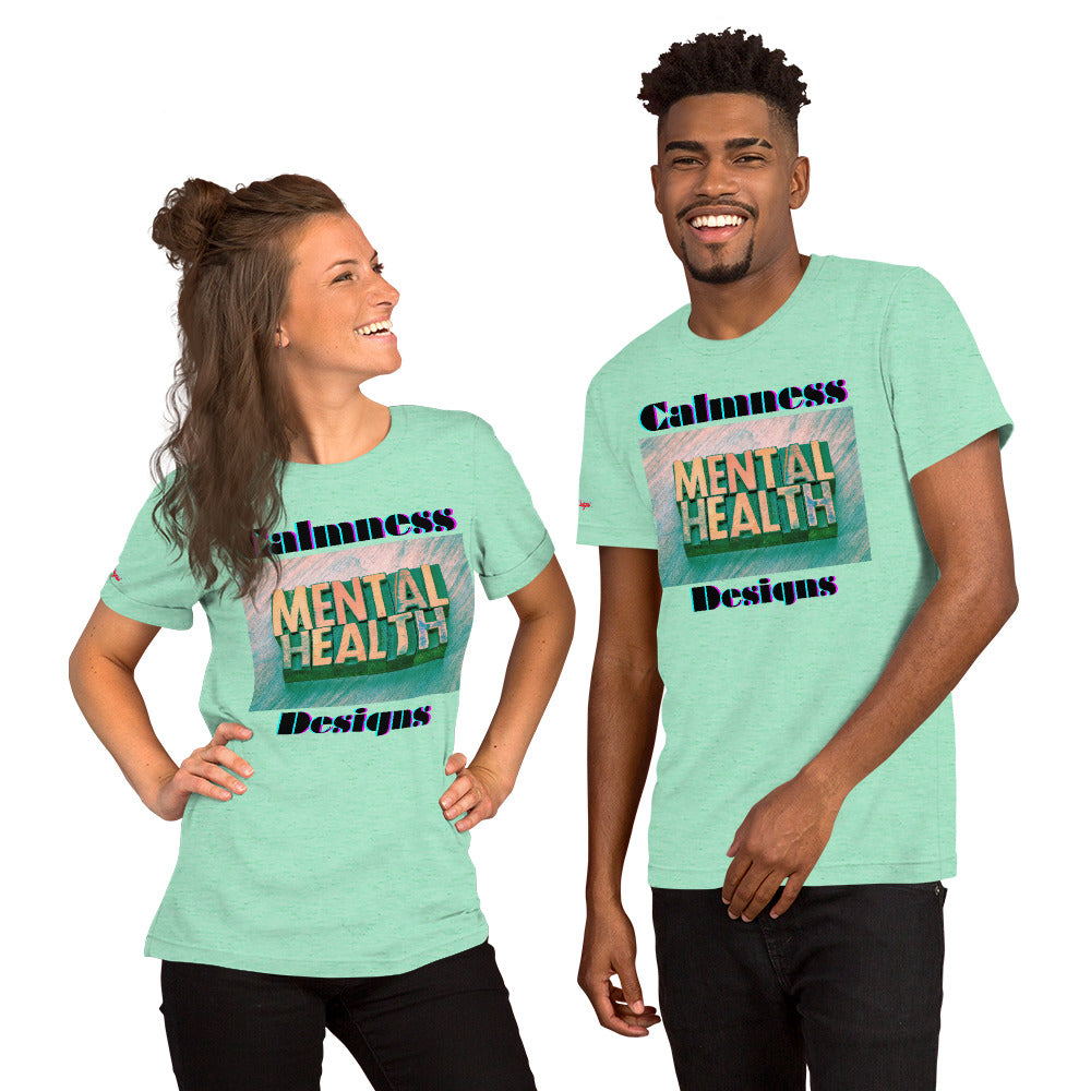Mental Health in Wood-Letters, Calmness Designs, Unisex t-shirt
