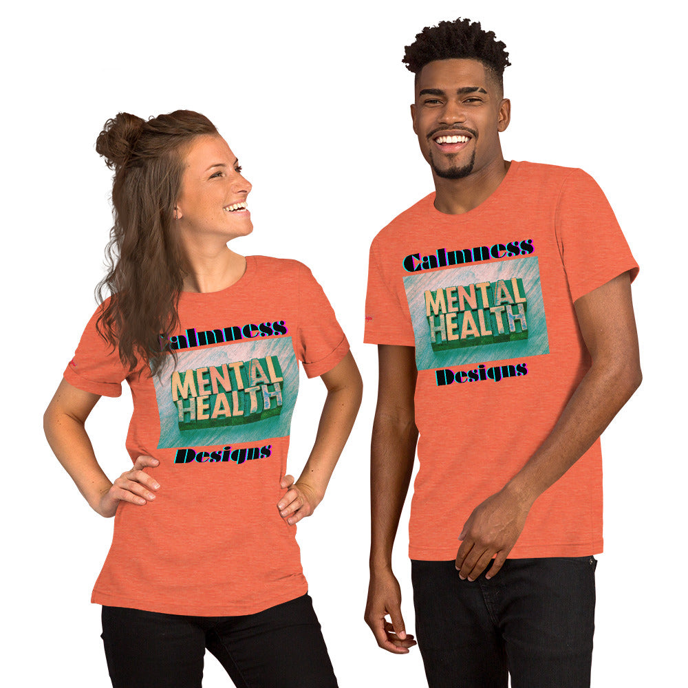 Mental Health in Wood-Letters, Calmness Designs, Unisex t-shirt