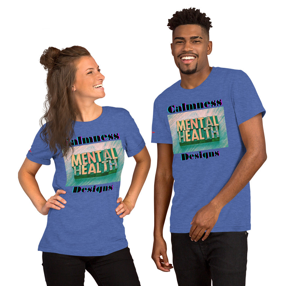 Mental Health in Wood-Letters, Calmness Designs, Unisex t-shirt
