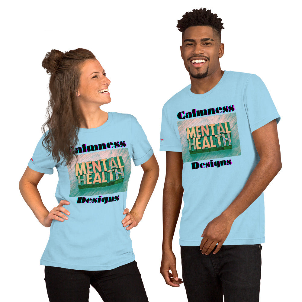 Mental Health in Wood-Letters, Calmness Designs, Unisex t-shirt