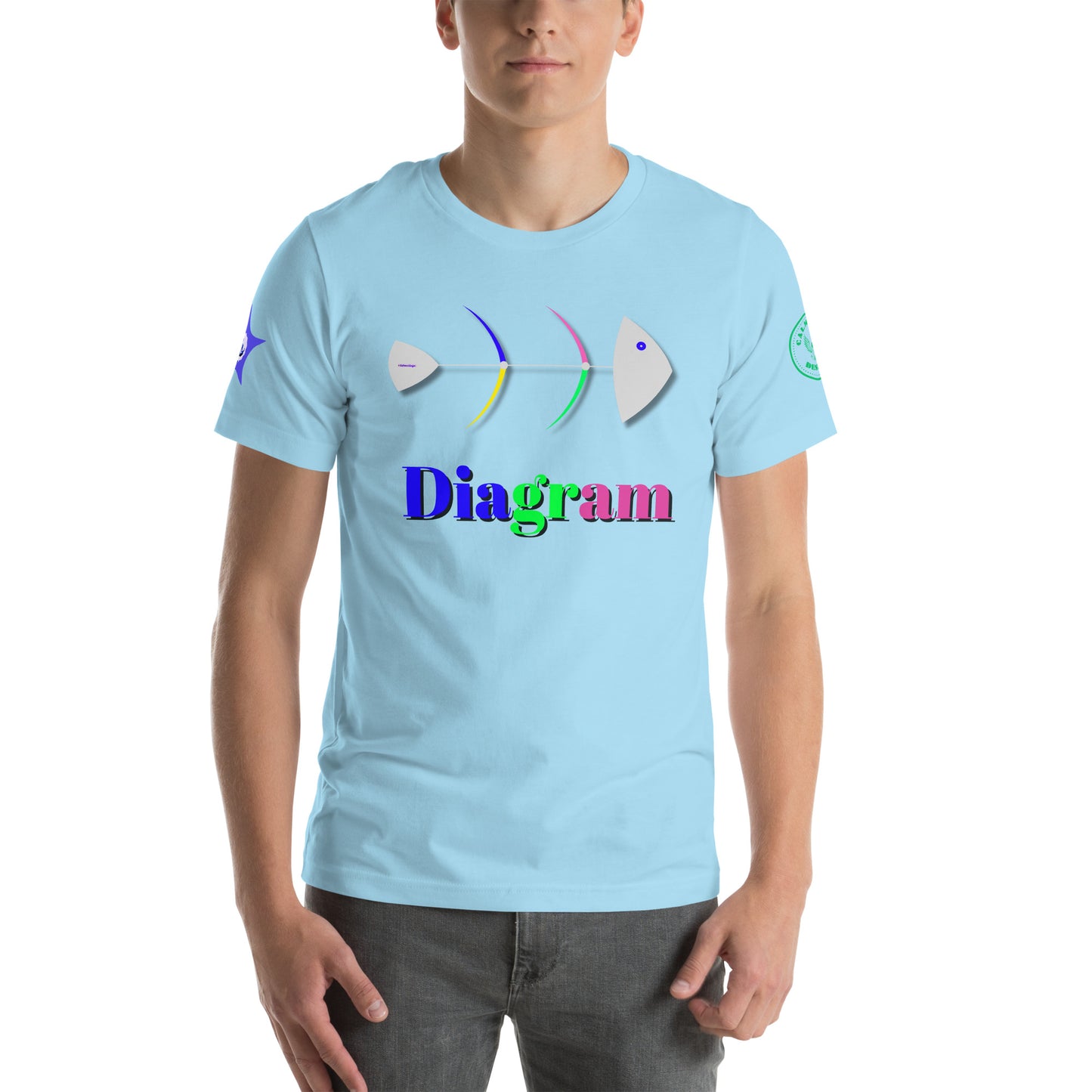 Fish Bone Diagram, CALMNESS DESIGNS, Creative Designer's, Unisex t-shirt