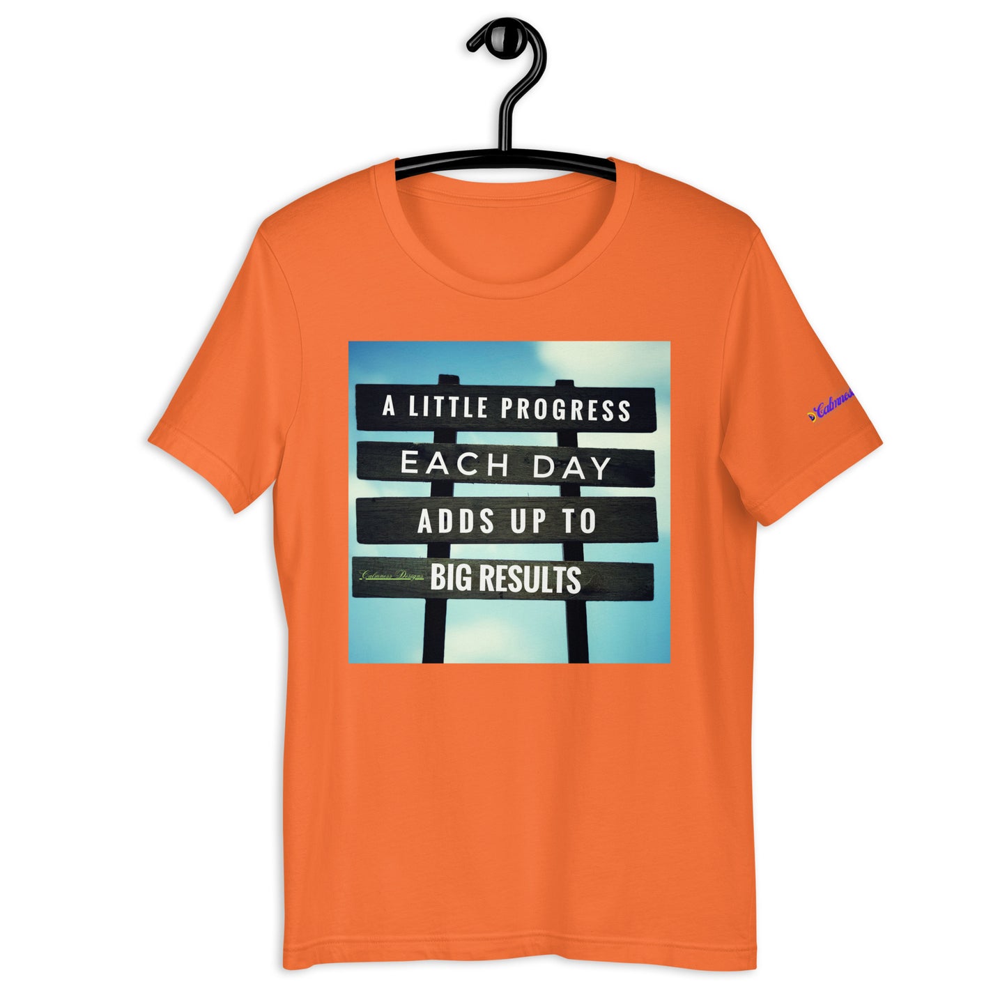 A Little PROGESS EACH DAY ADDS UP TO BIG RESULTS, Calmness Designs, Creative Designs, Designer's Styles, Creative Designs Unisex t-shirt