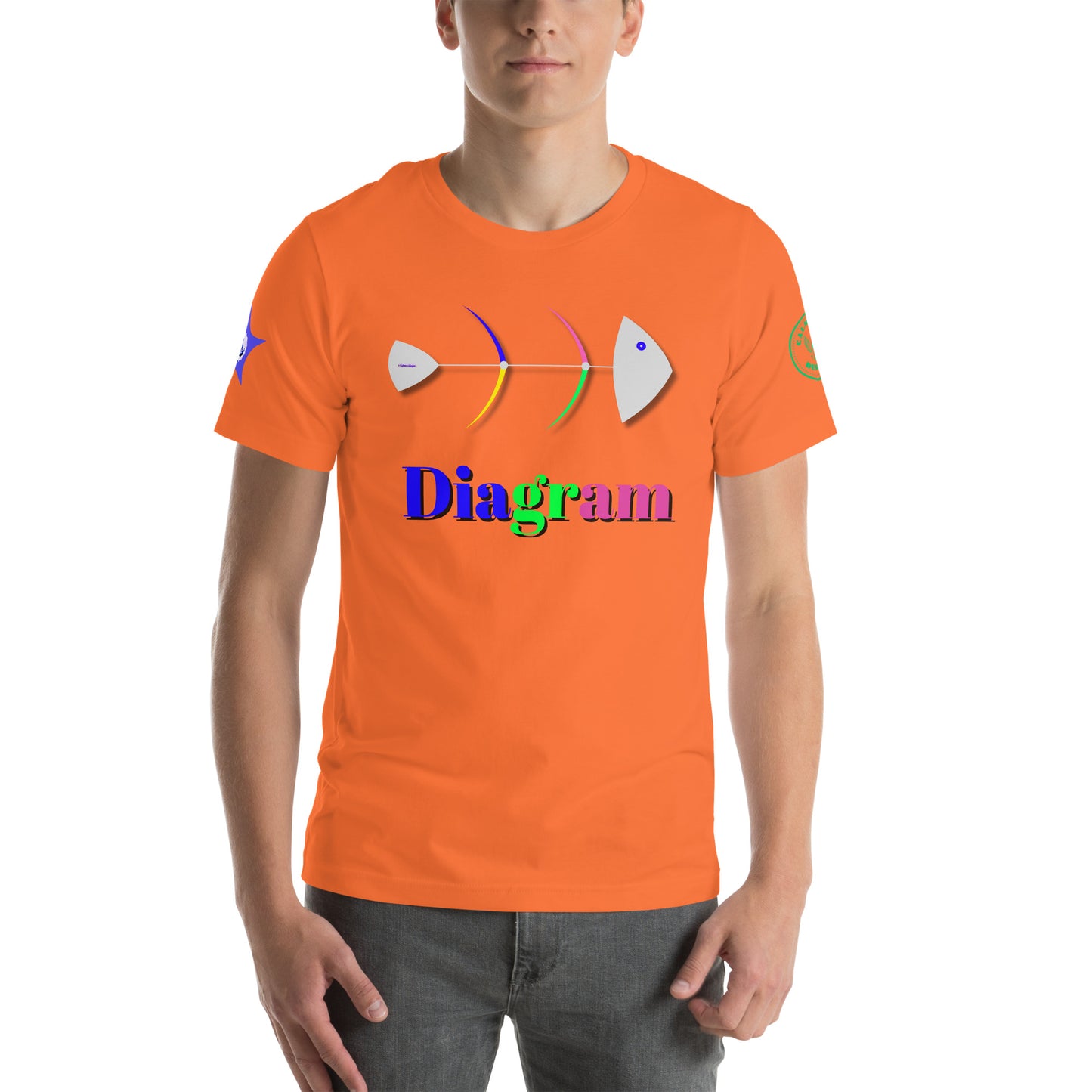 Fish Bone Diagram, CALMNESS DESIGNS, Creative Designer's, Unisex t-shirt