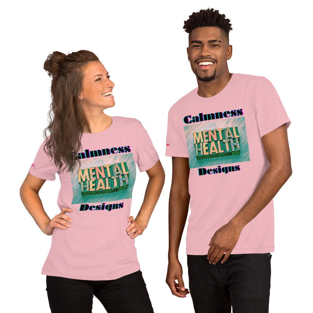 Mental Health in Wood-Letters, Calmness Designs, Unisex t-shirt