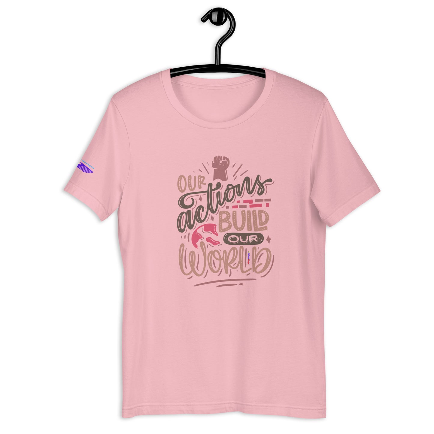 OUR ACTIONS BUILD OUR WORLD, Hand-Fist, Flying Eagle, CALMNESS DESIGNS, Creative Designer's, Unisex t-shirt