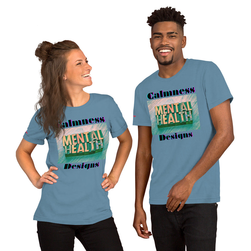 Mental Health in Wood-Letters, Calmness Designs, Unisex t-shirt
