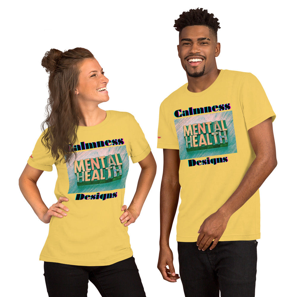 Mental Health in Wood-Letters, Calmness Designs, Unisex t-shirt