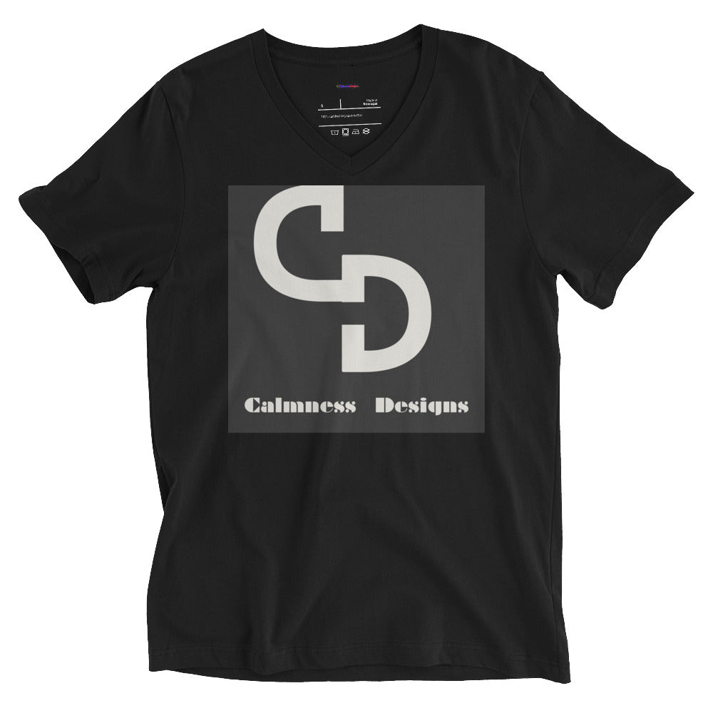 Calmness Designs, (C D) Logo, Creative Designs, Unisex Short Sleeve V-Neck T-Shirt
