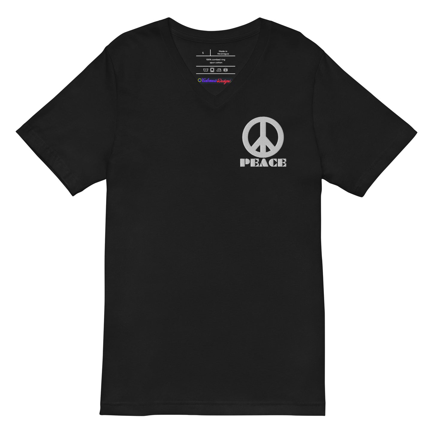 PEACE, PEACE-SIGN, Calmness Designs, Unisex Short Sleeve V-Neck T-Shirt