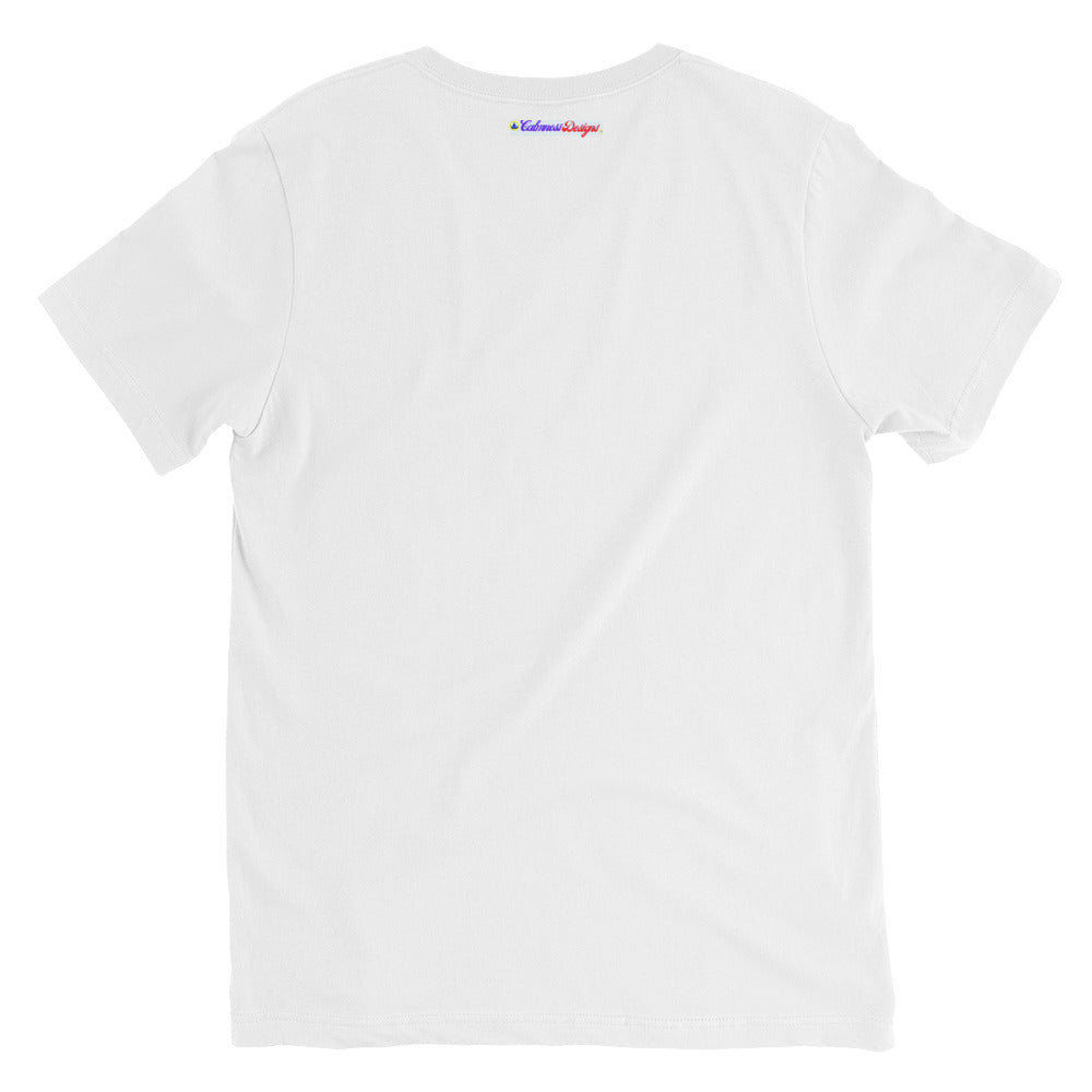 Calmness Designs (C D), Brand Mark, Flowers, Unisex Short Sleeve V-Neck T-Shirt