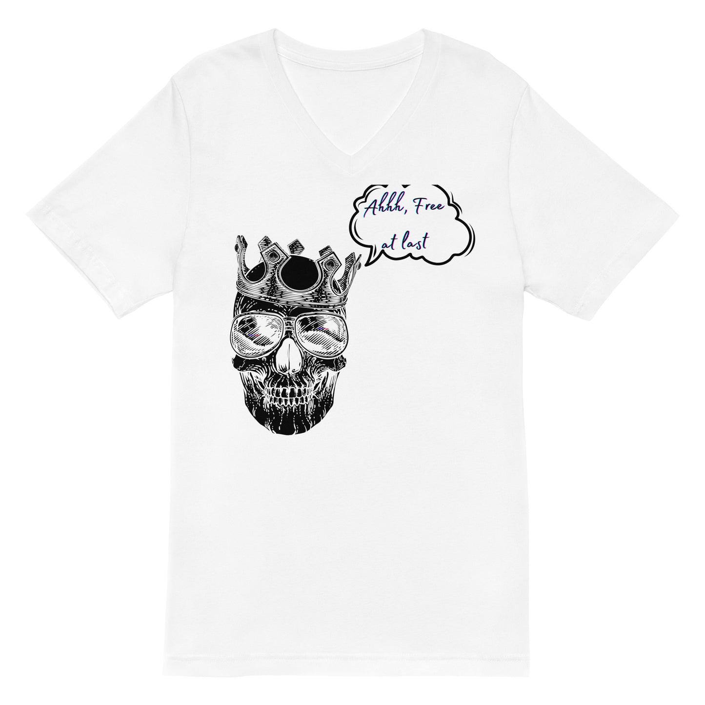 Skull Cool Sunglasses Skeleton in Shades and Crown Unisex Short Sleeve V-Neck T-Shirt