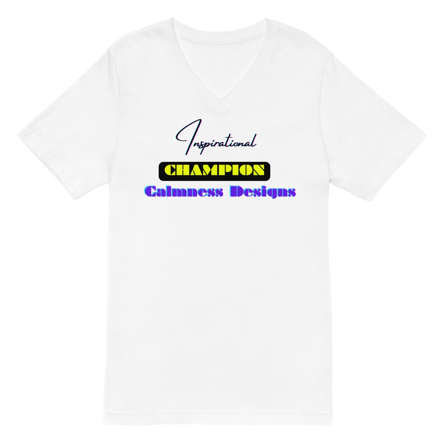 Inspirational CHAMPION, Calmness Designs, Unisex Short Sleeve V-Neck T-Shirt