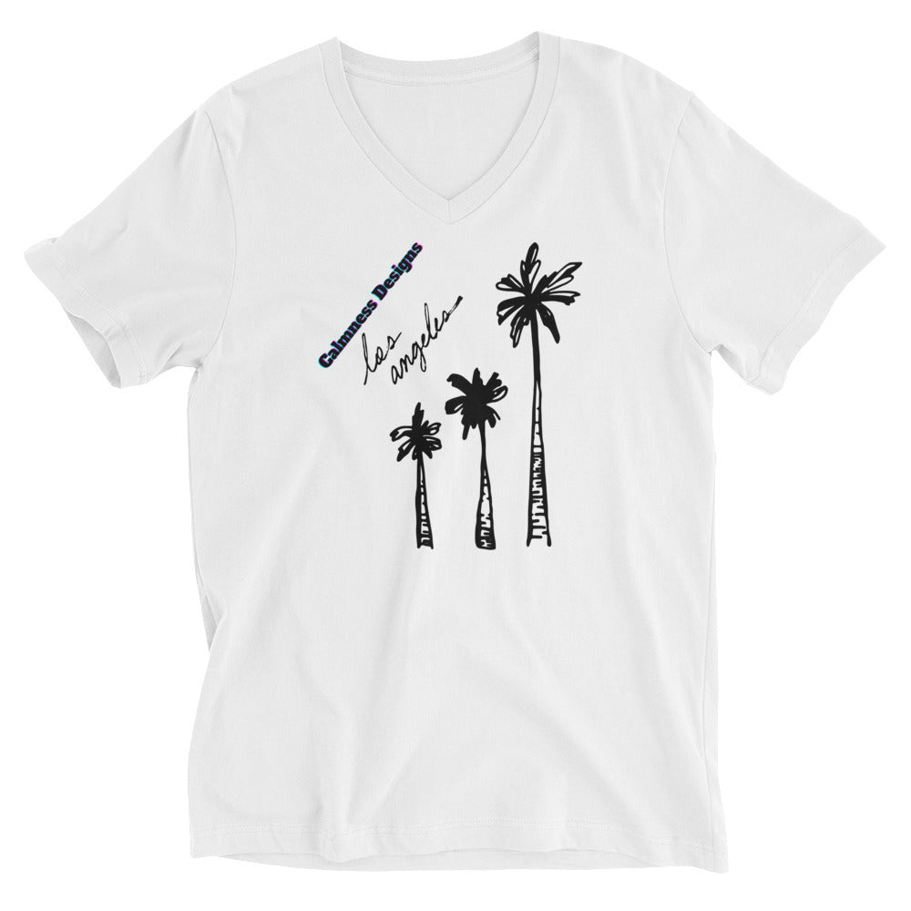 Calmness Designs, Los Angeles, Unisex Short Sleeve V-Neck T-Shirt