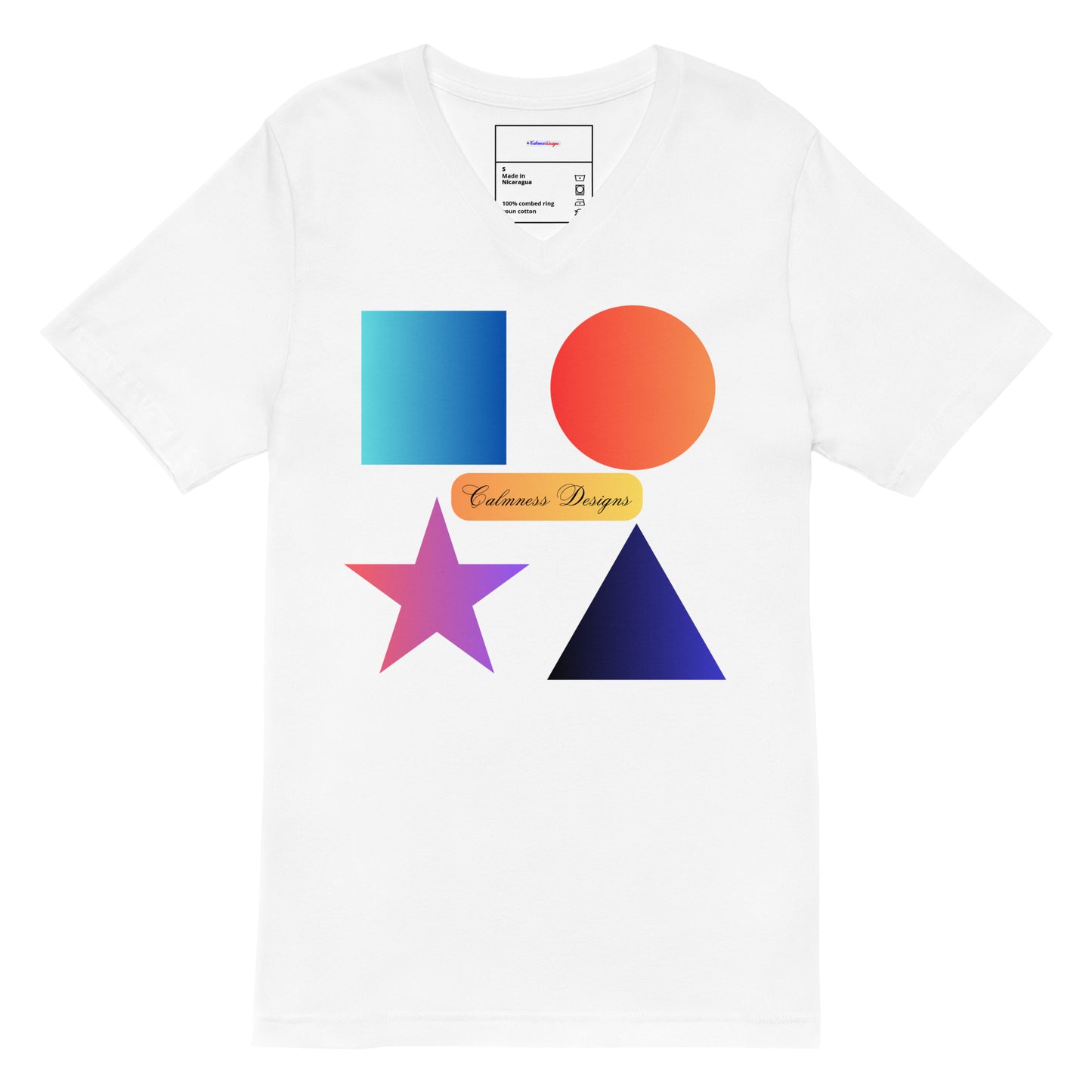 Square, Triangle, Circle, Star, Calmness Designs, Creative Designs, Unisex Short Sleeve V-Neck T-Shirt