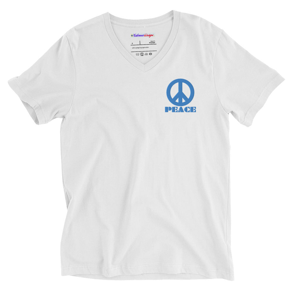 PEACE, PEACE-SIGN, Calmness Designs, Unisex Short Sleeve V-Neck T-Shirt