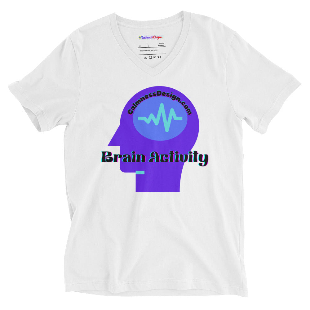 Brain Activity, CALMNESSDESGIN.COM Unisex Short Sleeve V-Neck T-Shirt