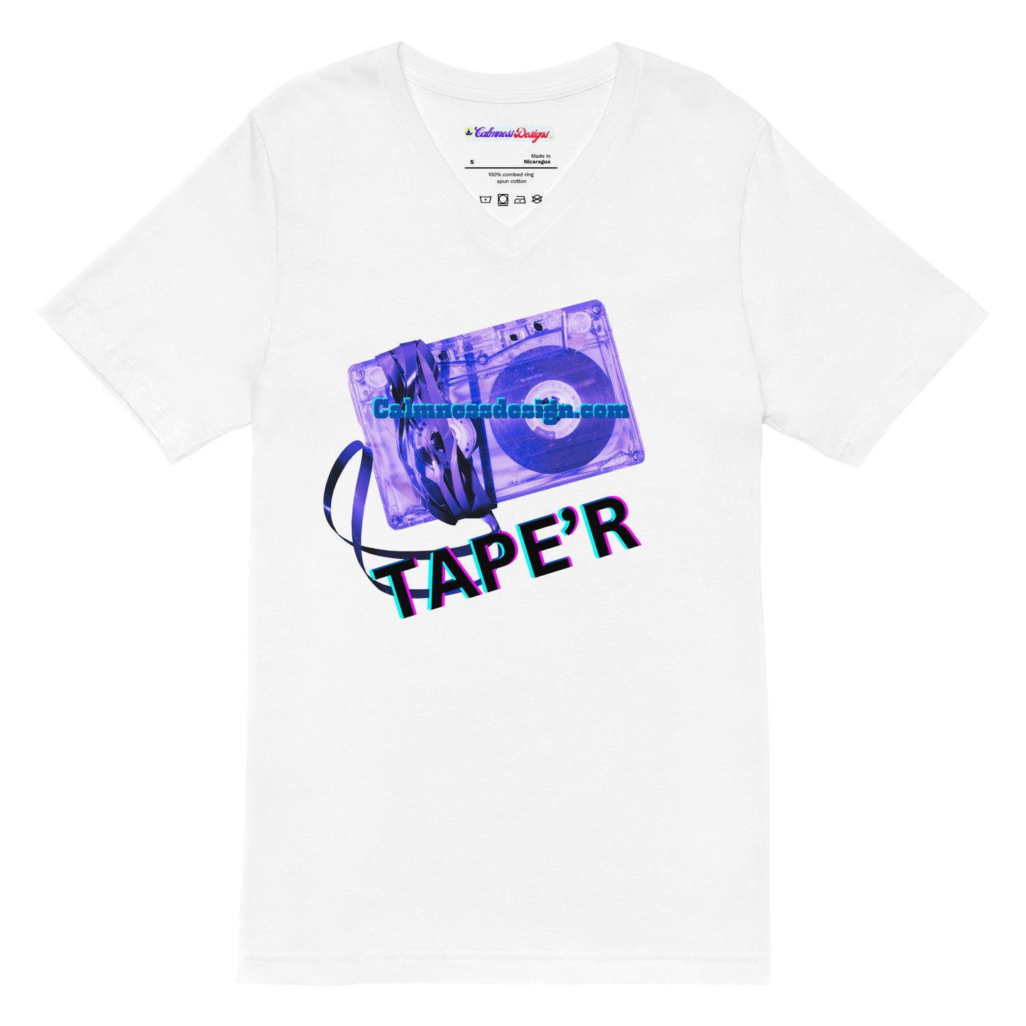 Cassette Tape, CALMNESSDESGIN.COM, Unisex Short Sleeve V-Neck T-Shirt