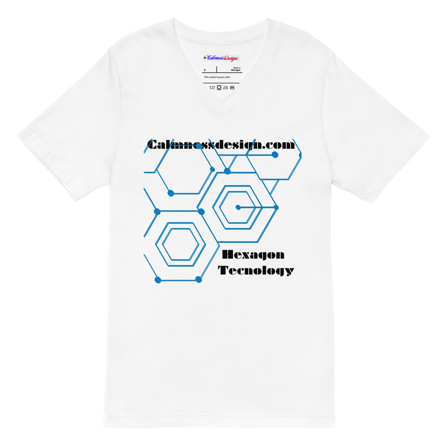 Hexagon Technology, Calmnessdesign.COM, Unisex Short Sleeve V-Neck T-Shirt