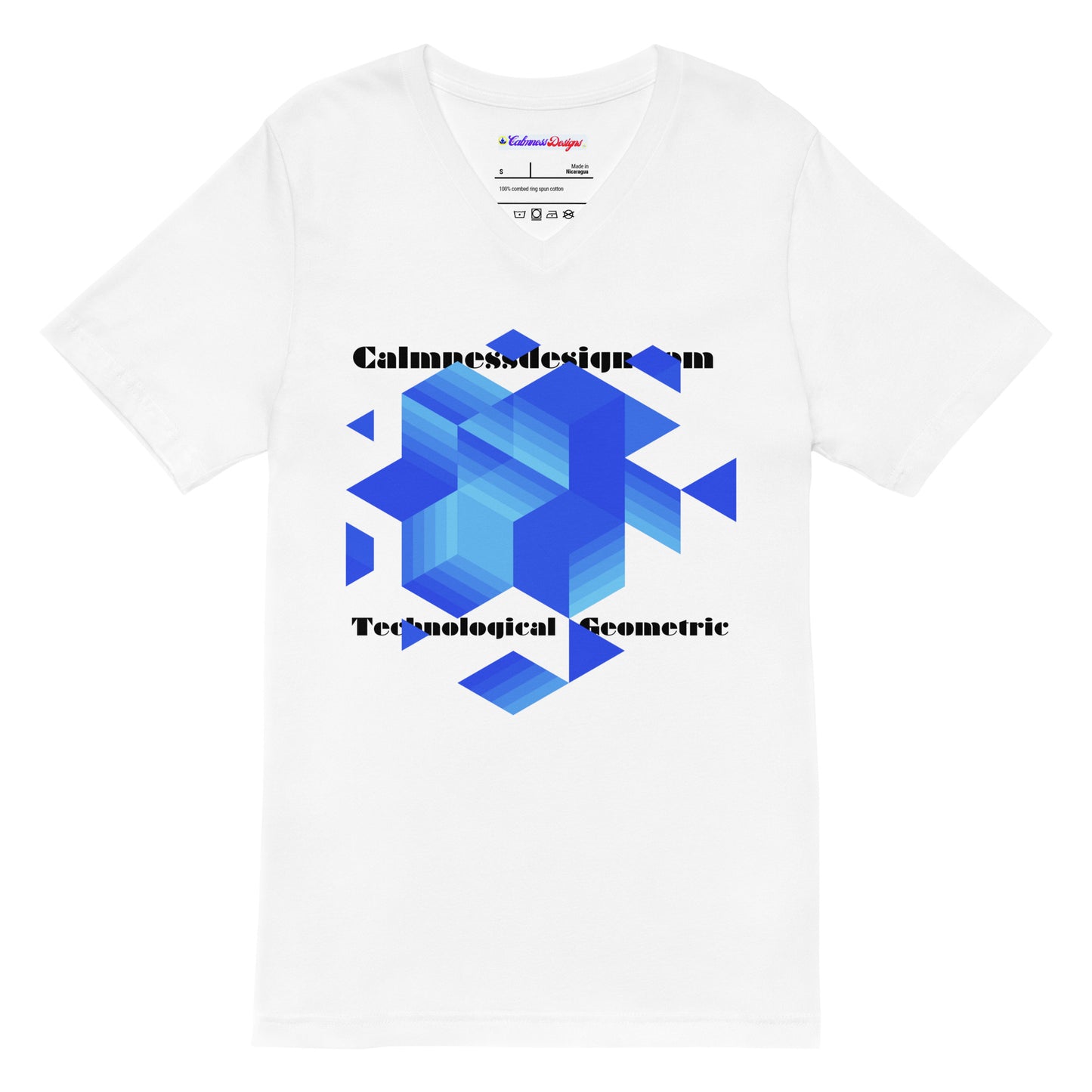Technological and Geometric Element, Calmnessdesign.COM, Unisex Short Sleeve V-Neck T-Shirt