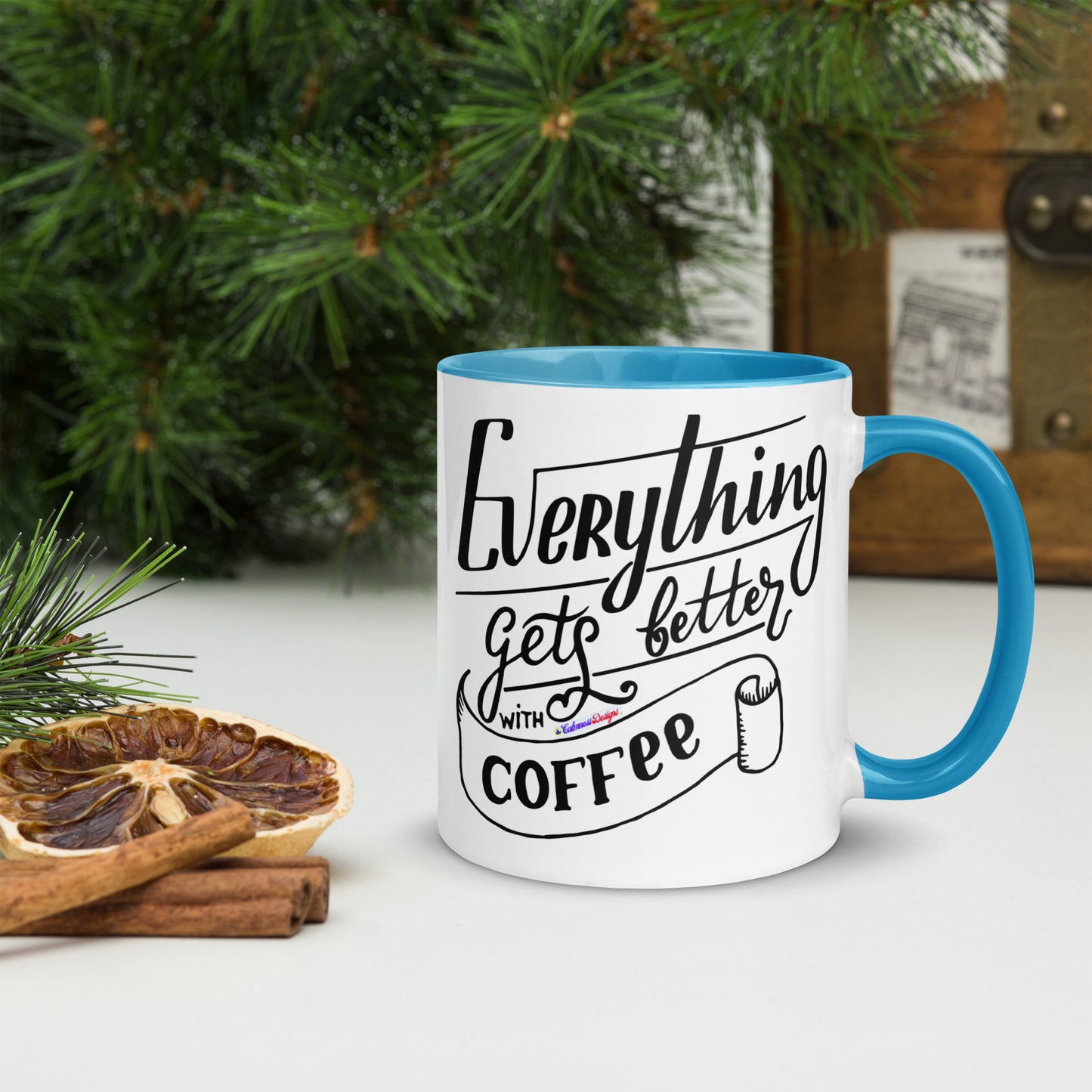 Everything Gets Better with COFFEE, CALMNESS DESIGNS, Creative Designer's, Mug with Color Inside