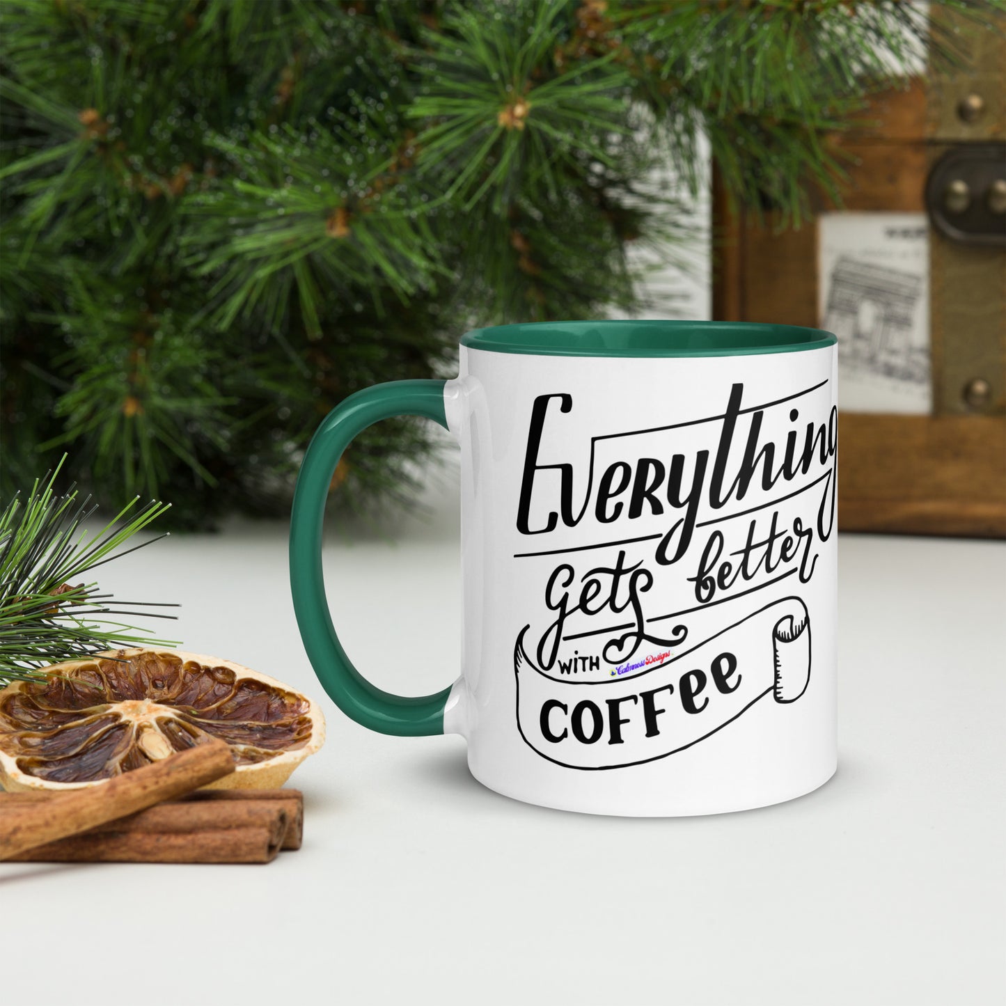 Everything Gets Better with COFFEE, CALMNESS DESIGNS, Creative Designer's, Mug with Color Inside