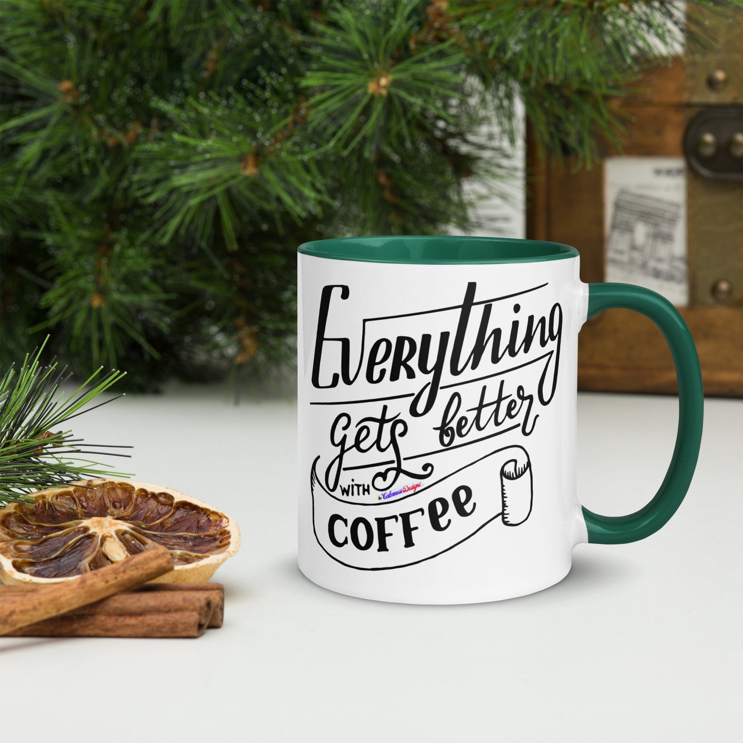 Everything Gets Better with COFFEE, CALMNESS DESIGNS, Creative Designer's, Mug with Color Inside