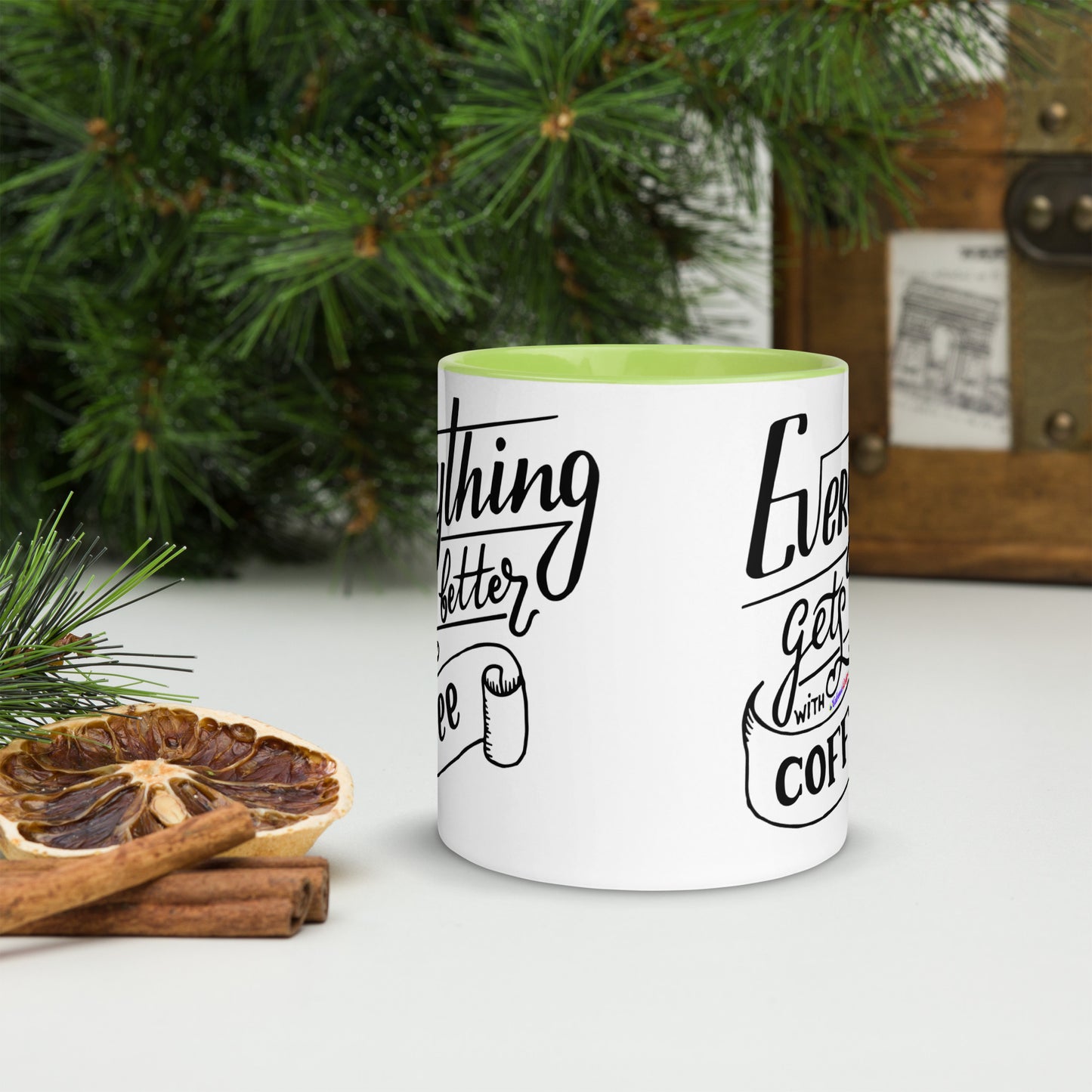 Everything Gets Better with COFFEE, CALMNESS DESIGNS, Creative Designer's, Mug with Color Inside