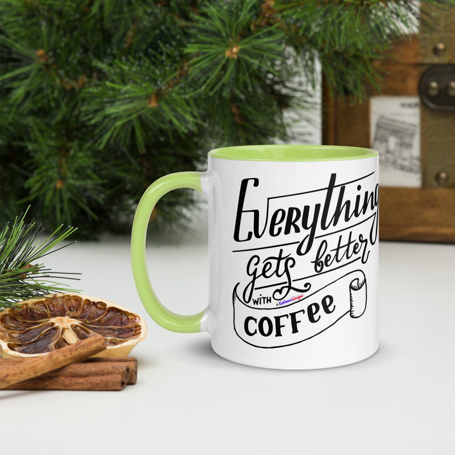 Everything Gets Better with COFFEE, CALMNESS DESIGNS, Creative Designer's, Mug with Color Inside