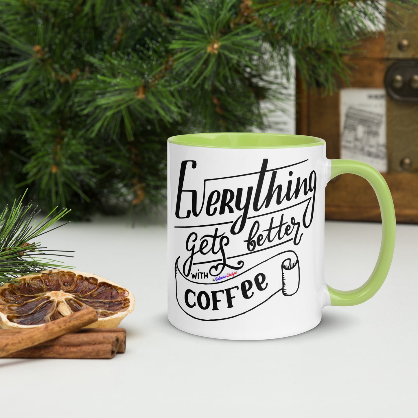 Everything Gets Better with COFFEE, CALMNESS DESIGNS, Creative Designer's, Mug with Color Inside