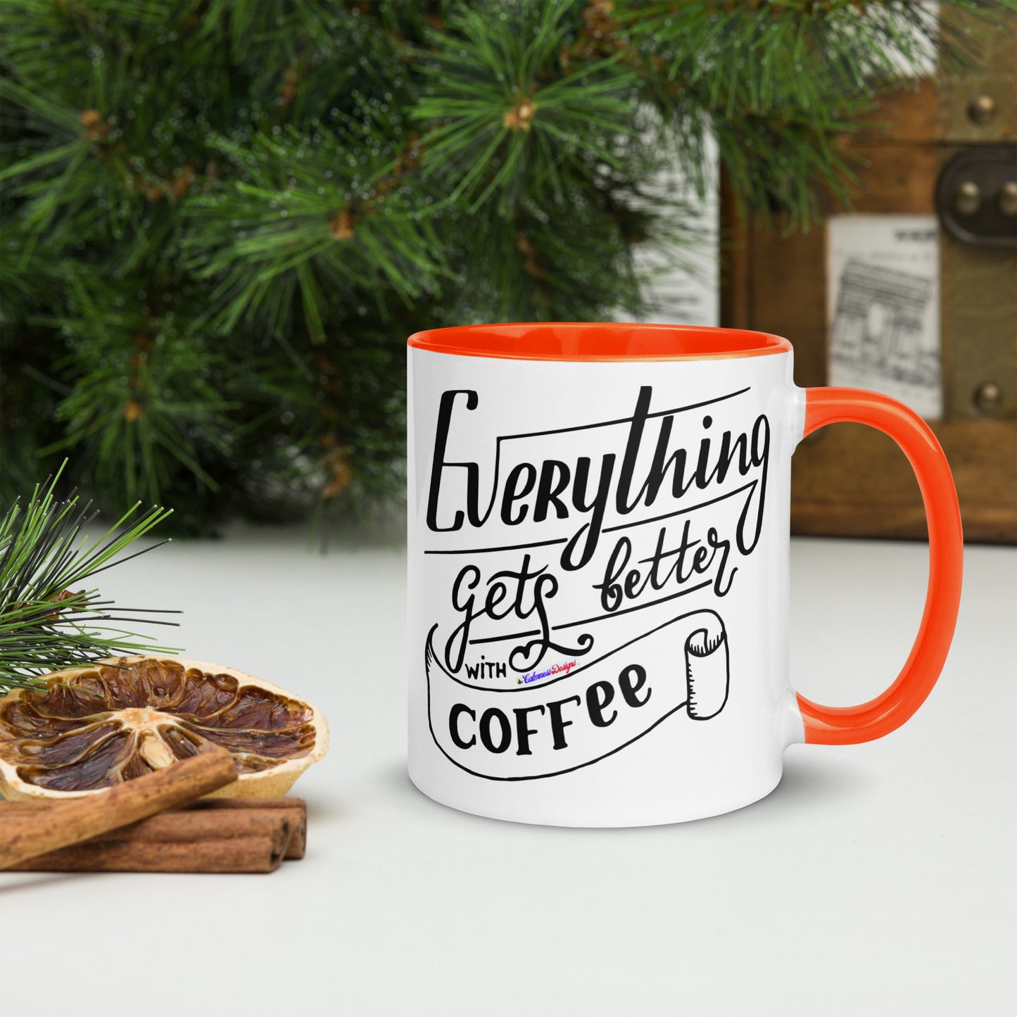 Everything Gets Better with COFFEE, CALMNESS DESIGNS, Creative Designer's, Mug with Color Inside