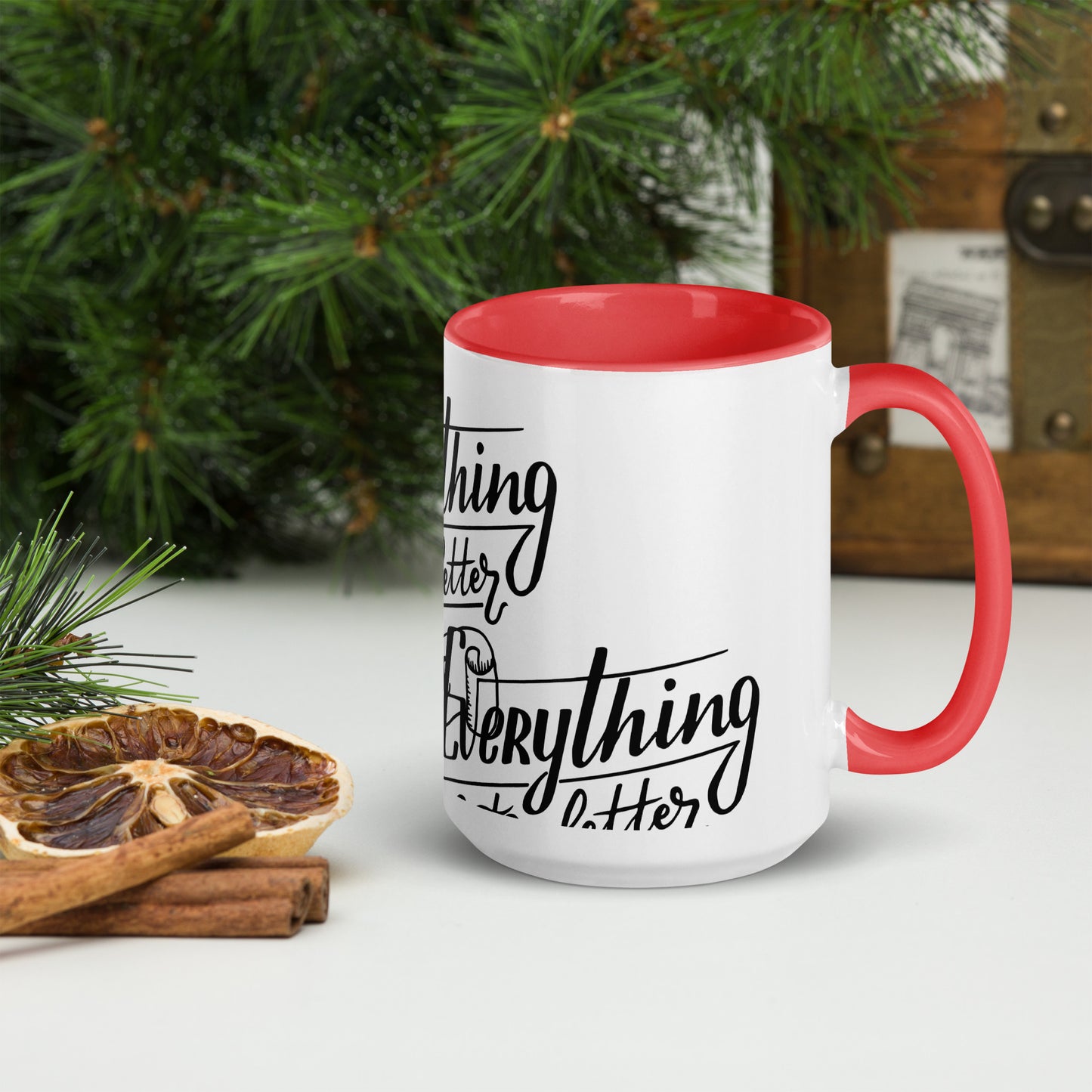 Everything Gets Better with COFFEE, CALMNESS DESIGNS, Creative Designer's, Mug with Color Inside