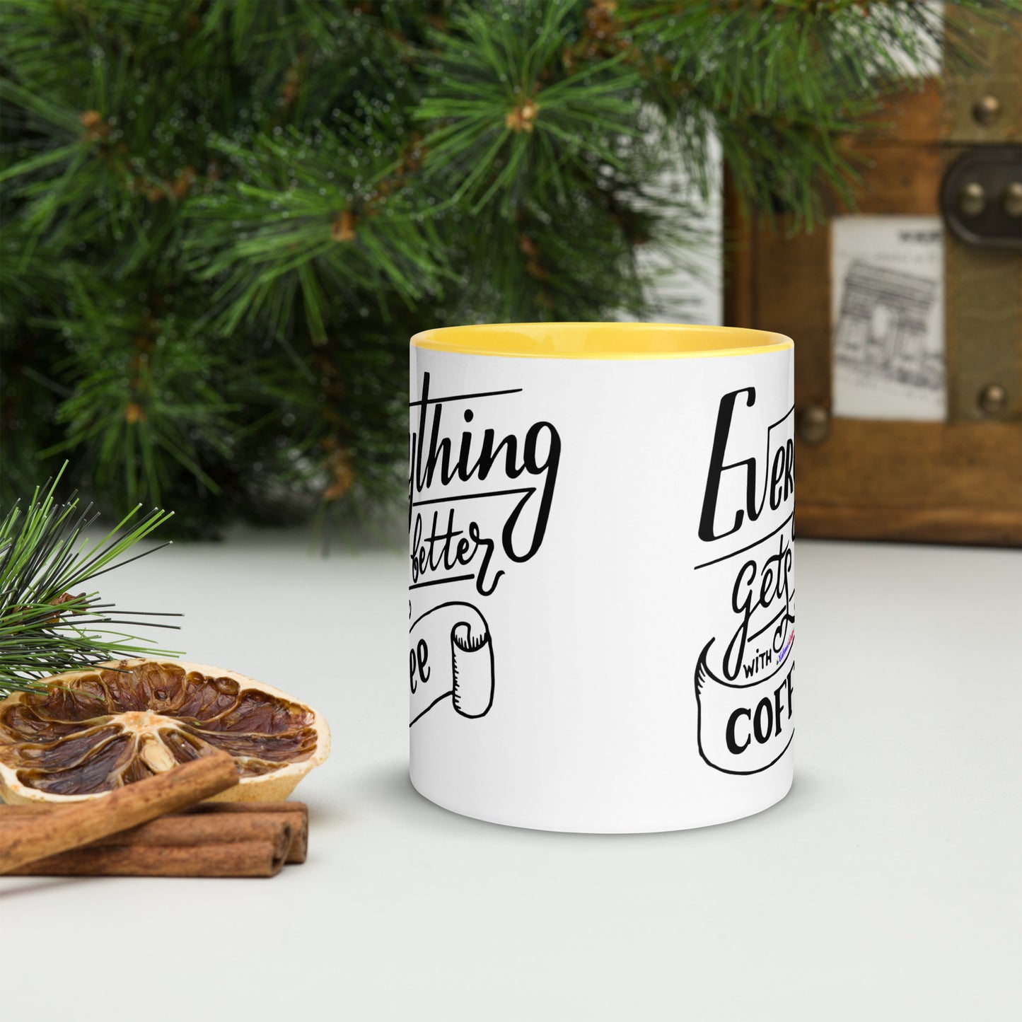 Everything Gets Better with COFFEE, CALMNESS DESIGNS, Creative Designer's, Mug with Color Inside