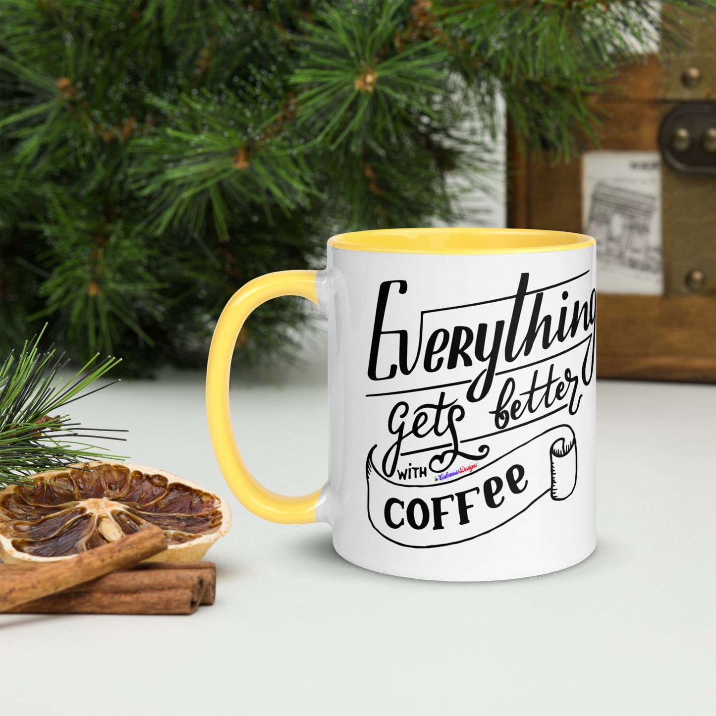 Everything Gets Better with COFFEE, CALMNESS DESIGNS, Creative Designer's, Mug with Color Inside