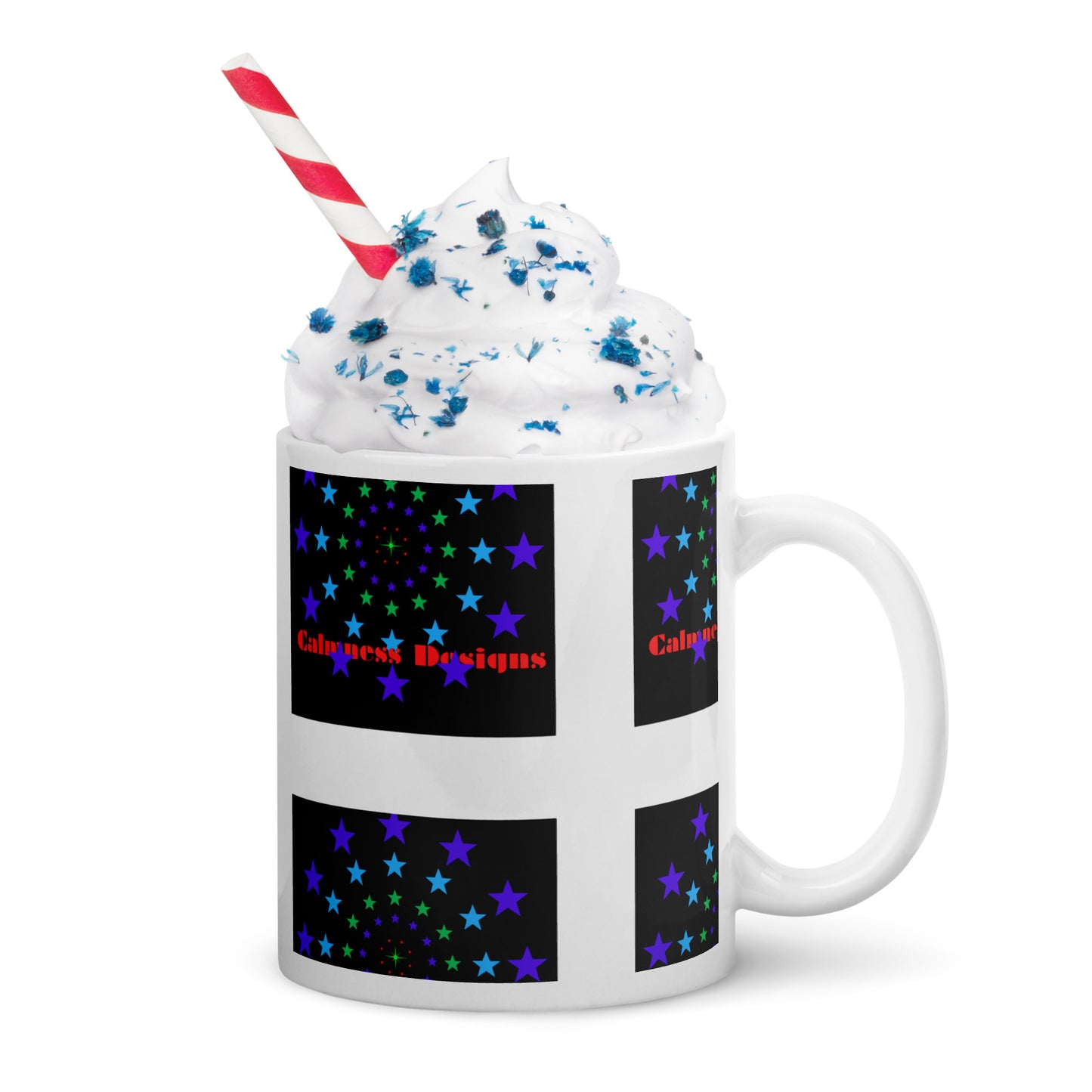 Stars Circle Icon, Calmness Designs, White glossy mug