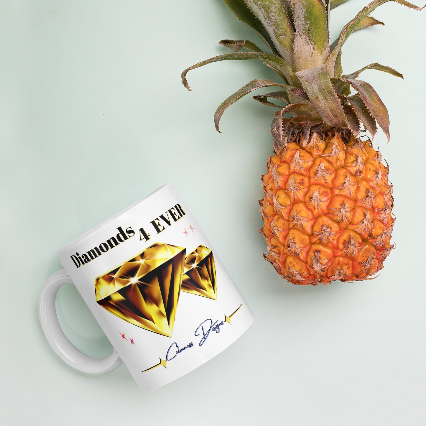Diamonds 4 EVER, Diamonds Stars, Calmness Designs, White glossy mug